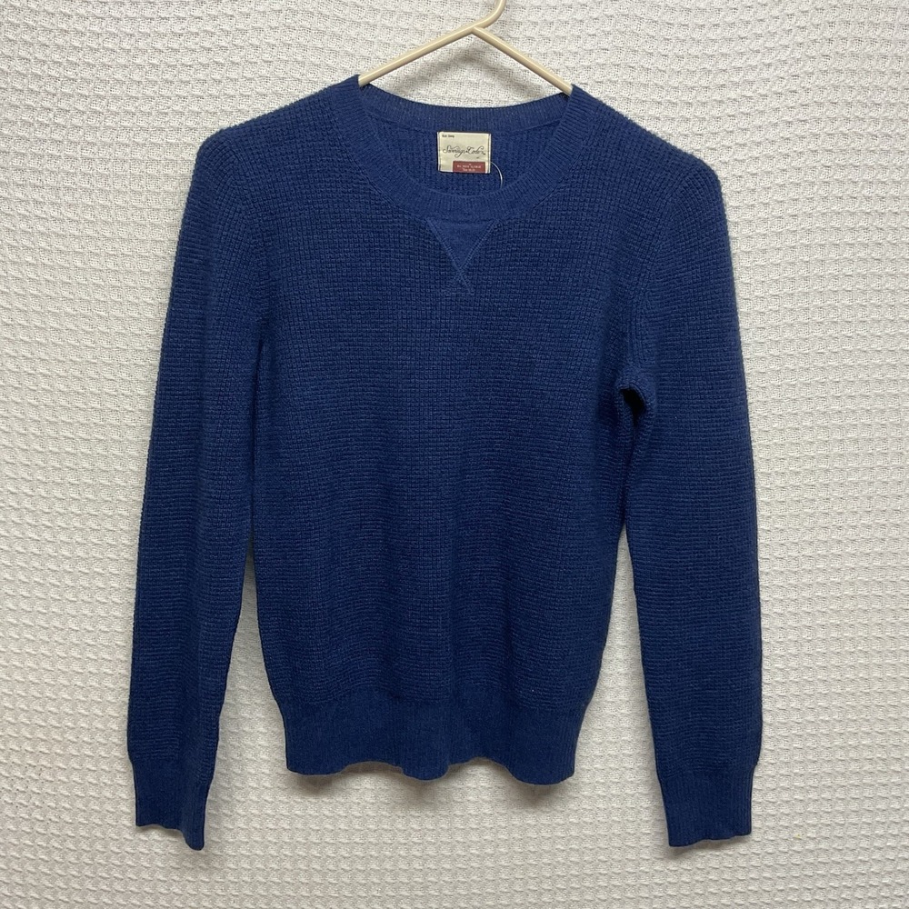 Boy's XL Size 18-20 Sovereign Code Sweater Waffle Knit Blue Wool Cashmere New